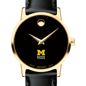Michigan Ross Women's Movado Gold Museum Classic Leather Shot #1