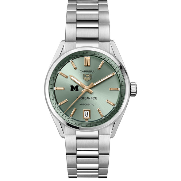 Michigan Ross Women's TAG Heuer Steel Carrera Automatic with Green Dial Shot #2