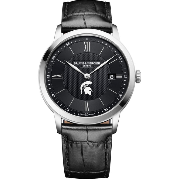 Michigan State Men's Baume et Mercier 40mm Classima Quartz Watch with Black Dial & Black Leather Strap Shot #2