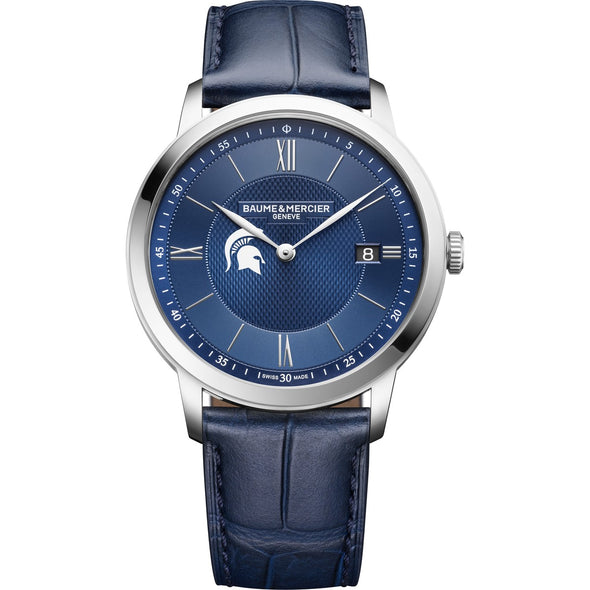 Michigan State Men's Baume et Mercier 40mm Classima Quartz Watch with Blue Dial & Dark Blue Leather Strap Shot #2
