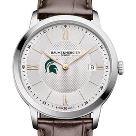 Michigan State Men's Baume et Mercier 40mm Classima Quartz Watch with Silver Dial & Dark Brown Leather Strap Shot #1