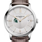 Michigan State Men's Baume et Mercier 40mm Classima Quartz Watch with Silver Dial & Dark Brown Leather Strap Shot #1