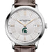 Michigan State Men's Baume et Mercier 40mm Classima Quartz Watch with Silver Dial & Dark Brown Leather Strap