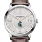 Michigan State Men's Baume et Mercier 40mm Classima Quartz Watch with Silver Dial & Dark Brown Leather Strap Shot #1
