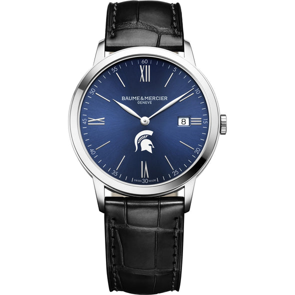 Michigan State Men's Baume et Mercier 40mm Classima Watch with Blue Dial & Black Leather Strap Shot #2