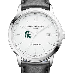 Michigan State Men's Baume et Mercier 42mm Classima Automatic Watch with White Dial & Black Leather Strap Shot #1