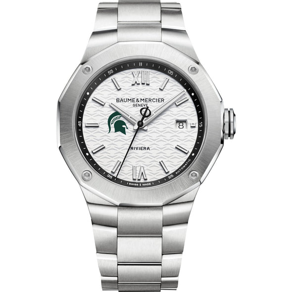 Michigan State Men's Baume et Mercier 42mm Riviera Watch with White Dial & Bracelet Shot #2