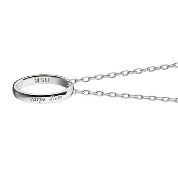 Michigan State Monica Rich Kosann "Carpe Diem" Poesy Ring Necklace in Silver Shot #3