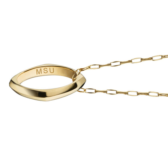 Michigan State Monica Rich Kosann Poesy Ring Necklace in Gold Shot #3