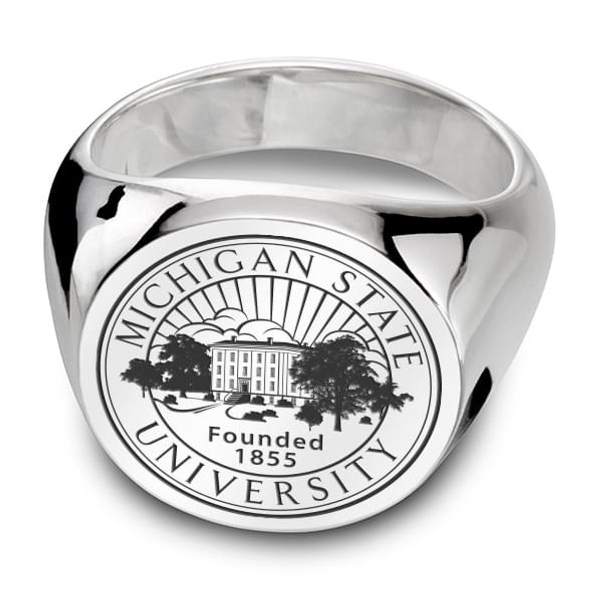 Michigan State Sterling Silver Round Signet Ring | M.LaHart & Co.