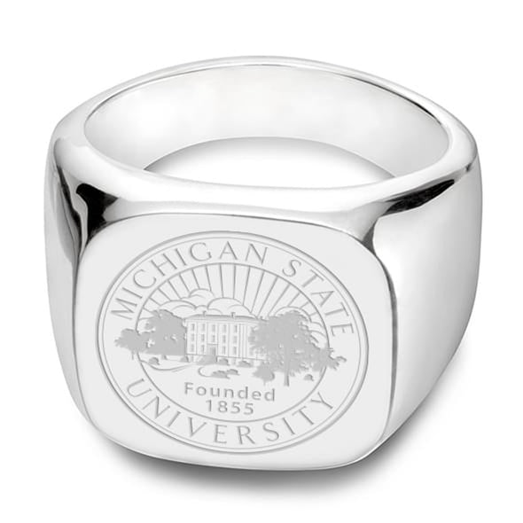 Michigan State Sterling Silver Square Cushion Ring Shot #2