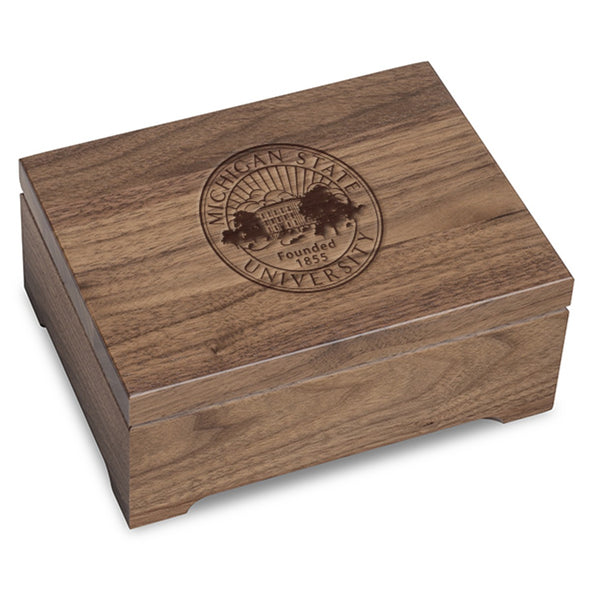 Michigan State University Solid Walnut Desk Box Shot #1