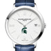 Michigan State Women's Baume et Mercier 36.5mm Classima Watch with White Dial & Blue Leather Strap
