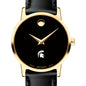 Michigan State Women's Movado Gold Museum Classic Leather Shot #1