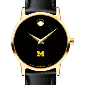 Michigan Women's Movado Gold Museum Classic Leather Shot #1