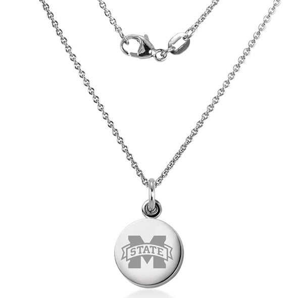 Mississippi State Necklace with Charm in Sterling Silver Shot #2