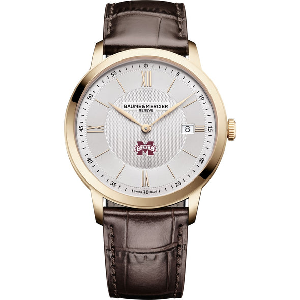 MS State Men's Baume et Mercier 40mm Gold PVD Classima Watch with Silver Dial & Dark Brown Leather Strap Shot #2
