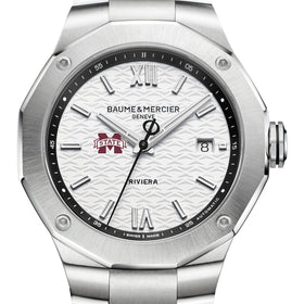 MS State Men's Baume et Mercier 42mm Riviera Watch with White Dial & Bracelet Shot #1