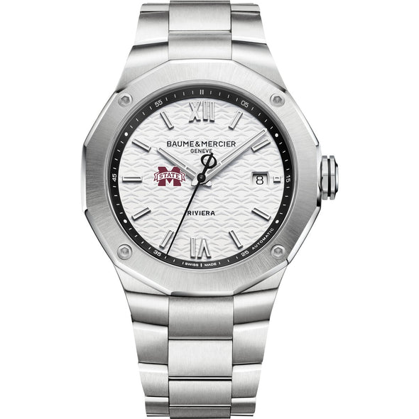 MS State Men's Baume et Mercier 42mm Riviera Watch with White Dial & Bracelet Shot #2