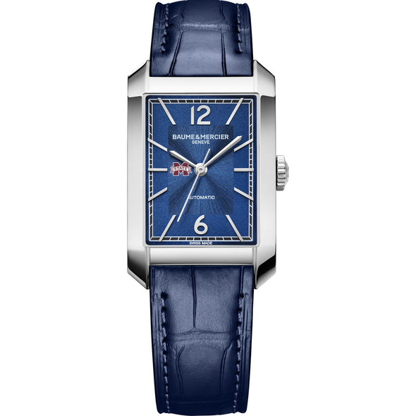 MS State Men's Baume et Mercier 43X27mm Hampton Automatic Watch with Blue Dial & Blue Leather Strap Shot #2