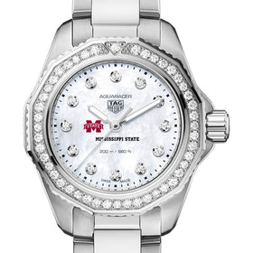 MS State Women&#39;s TAG Heuer Steel Aquaracer with Diamond Dial &amp; Bezel Shot #1