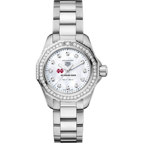 MS State Women&#39;s TAG Heuer Steel Aquaracer with Diamond Dial &amp; Bezel Shot #2