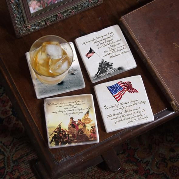 Naval Quotes Marble Coasters Shot #2