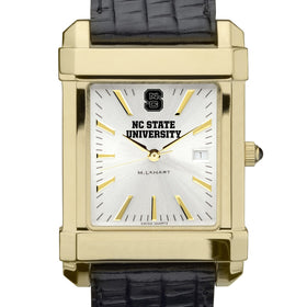 NC State Men's Gold Watch with 2-Tone Dial & Leather Strap at M.LaHart & Co. Shot #1