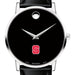 NC State Men's Movado Museum with Leather Strap