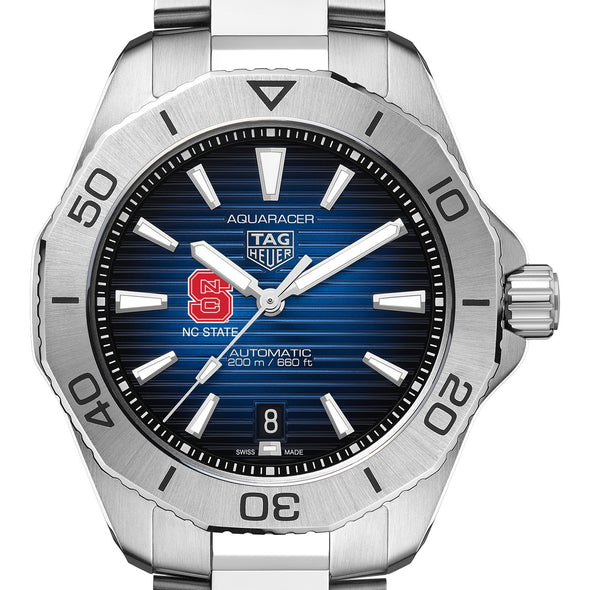 NC State Men&#39;s TAG Heuer Steel Automatic Aquaracer with Blue Sunray Dial Shot #1