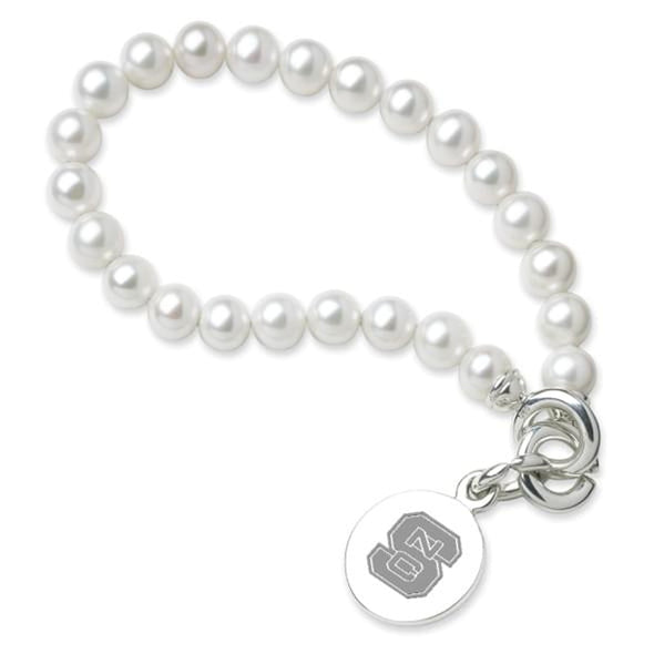 NC State Pearl Bracelet with Sterling Silver Charm Shot #1