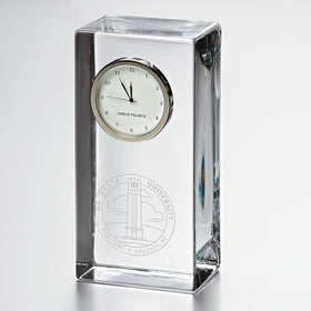 NC State Tall Glass Desk Clock by Simon Pearce Shot #1