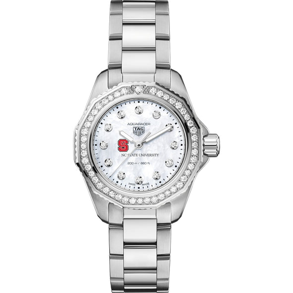 NC State Women&#39;s TAG Heuer Steel Aquaracer with Diamond Dial &amp; Bezel Shot #2