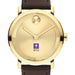 New York University Men's Movado BOLD Gold with Chocolate Leather Strap