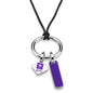 New York University Silk Necklace with Enamel Charm & Sterling Silver Tag Shot #2