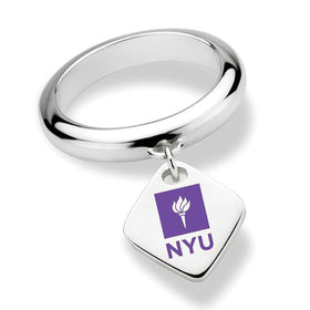 New York University Sterling Silver Ring with Sterling Tag Shot #1