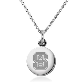 North Carolina State Necklace with Charm in Sterling Silver Shot #1
