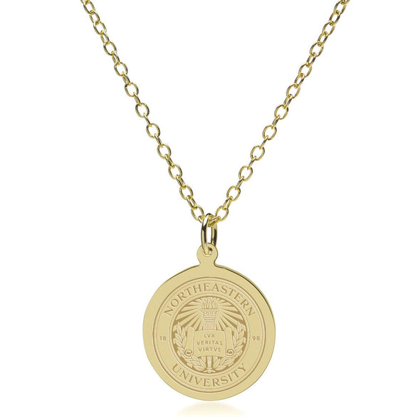 Northeastern 14K Gold Pendant & Chain Shot #1