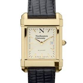 Northeastern Men&#39;s Gold Quad with Leather Strap Shot #1