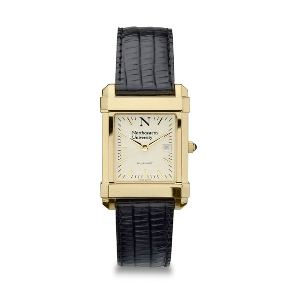 Northeastern Men's Gold Quad with Leather Strap Shot #2