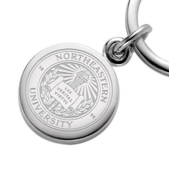 Northeastern Sterling Silver Insignia Key Ring Shot #2