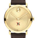 Northeastern University Men's Movado BOLD Gold with Chocolate Leather Strap