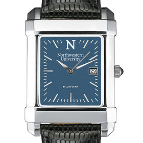Northwestern Men's Blue Quad Watch with Leather Strap Shot #1