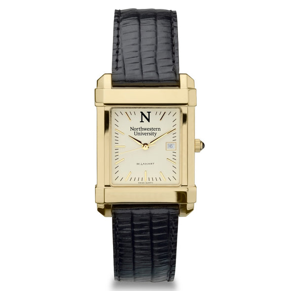 Northwestern Men's Gold Quad with Leather Strap Shot #2