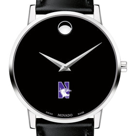 Northwestern Men&#39;s Movado Museum with Leather Strap Shot #1