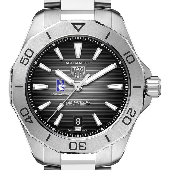 Northwestern Men's TAG Heuer Steel Automatic Aquaracer with Black Dial Shot #1