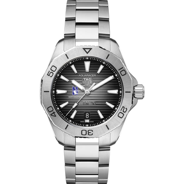Northwestern Men's TAG Heuer Steel Automatic Aquaracer with Black Dial Shot #2