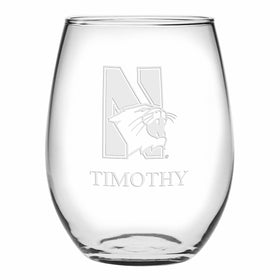 Northwestern Stemless Wine Glasses Made in the USA - Set of 2 Shot #1