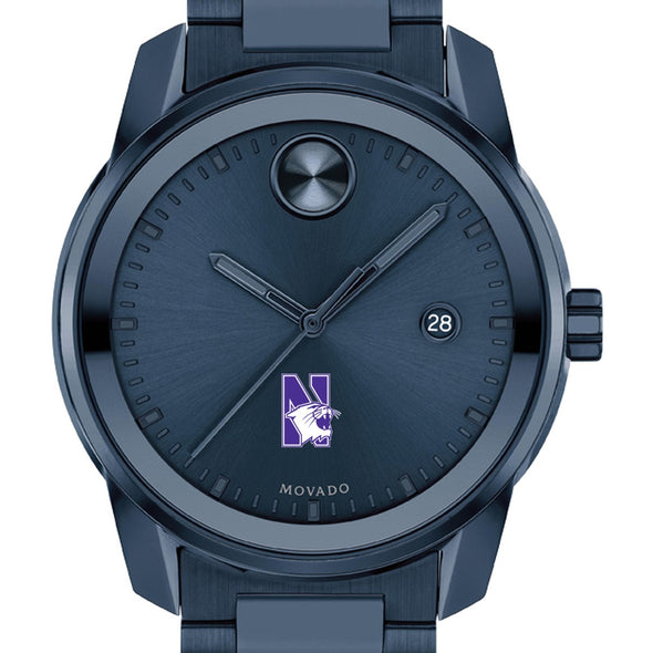 Northwestern University Men's Movado BOLD Blue Ion with Date Window Shot #1