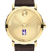 Northwestern University Men's Movado BOLD Gold with Chocolate Leather Strap